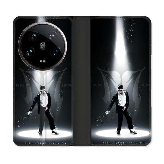 Housse cuir portefeuille Pour Xiaomi 14 Ultra Michael Jackson Noir
