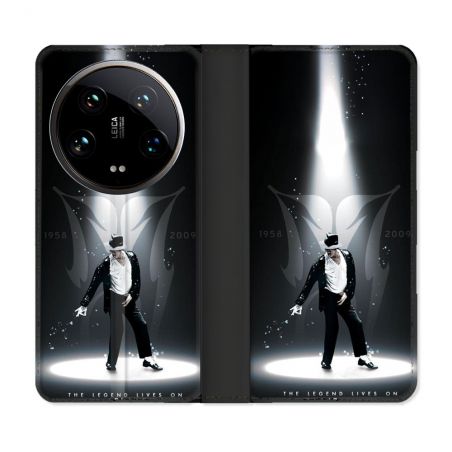 Housse cuir portefeuille Pour Xiaomi 14 Ultra Michael Jackson Noir