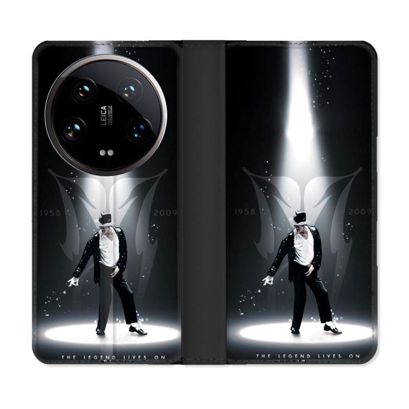 Housse cuir portefeuille Pour Xiaomi 14 Ultra Michael Jackson Noir