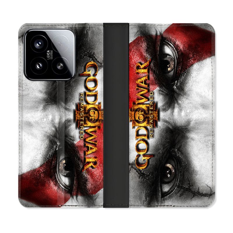Housse cuir portefeuille Pour Xiaomi 15 God Of War GOW