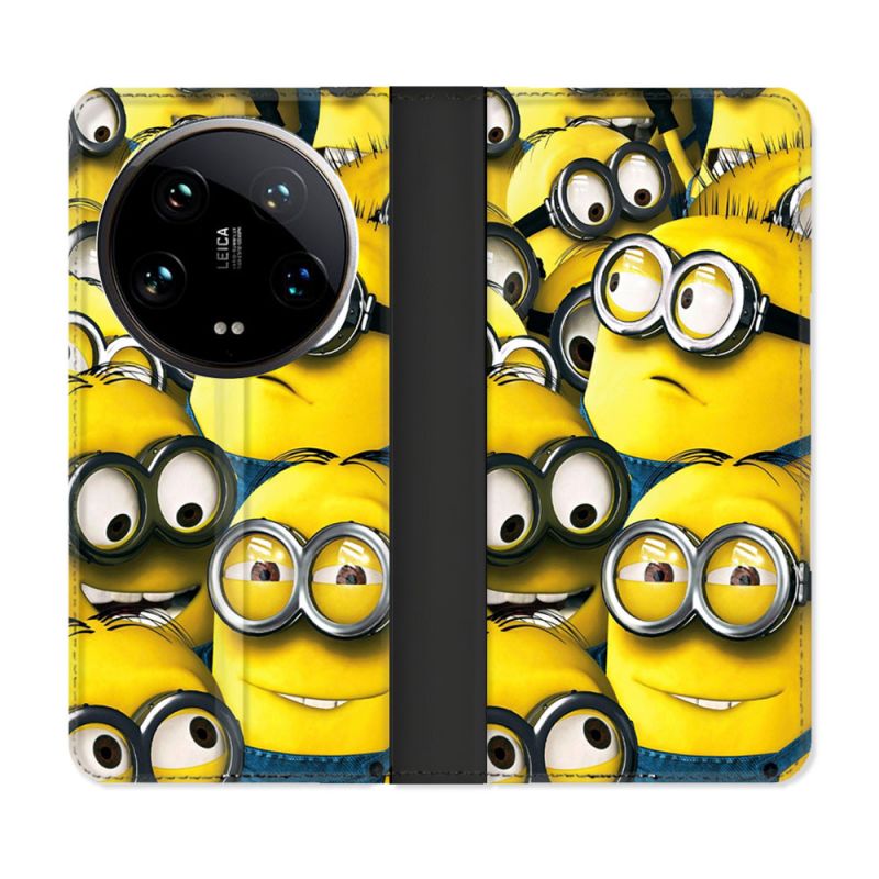 Housse cuir portefeuille Pour Xiaomi 14 Ultra Minions Groupe