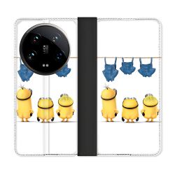 Housse cuir portefeuille Pour Xiaomi 14 Ultra Minions Nus
