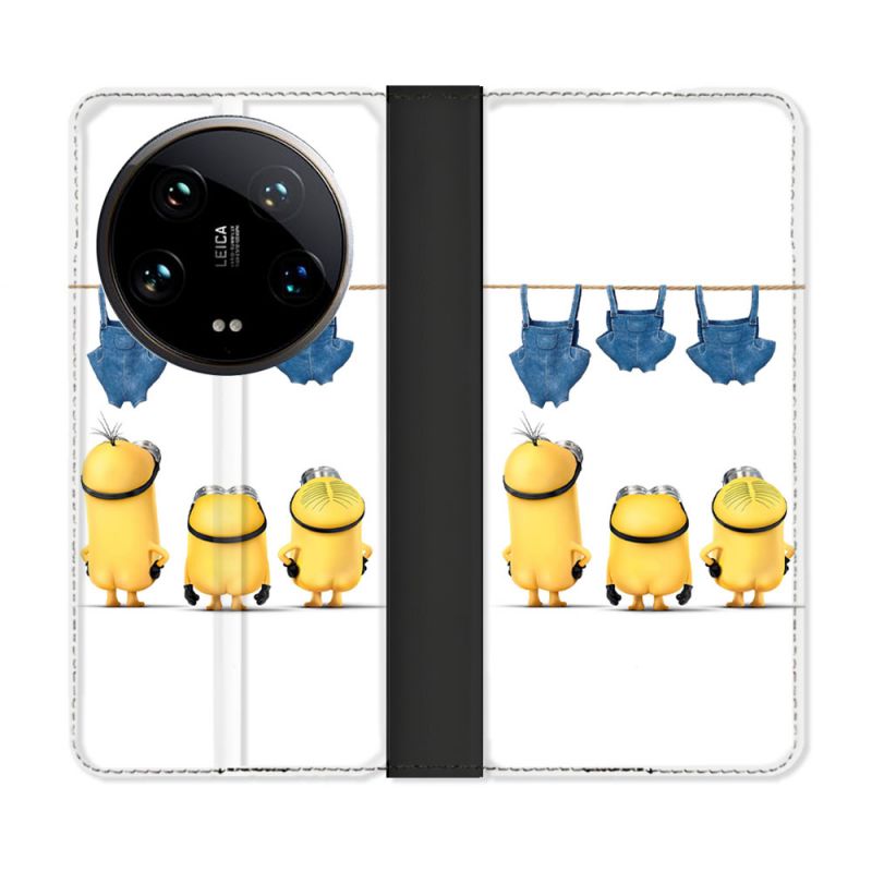 Housse cuir portefeuille Pour Xiaomi 14 Ultra Minions Nus