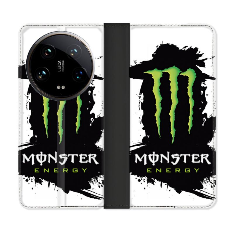 Housse cuir portefeuille Pour Xiaomi 14 Ultra Monster Energy Tache
