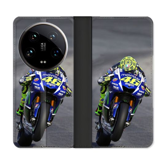 Housse cuir portefeuille Pour Xiaomi 14 Ultra Moto Course GP Wheeling 46