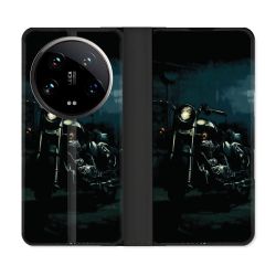 Housse cuir portefeuille Pour Xiaomi 14 Ultra Moto Harley Vintage