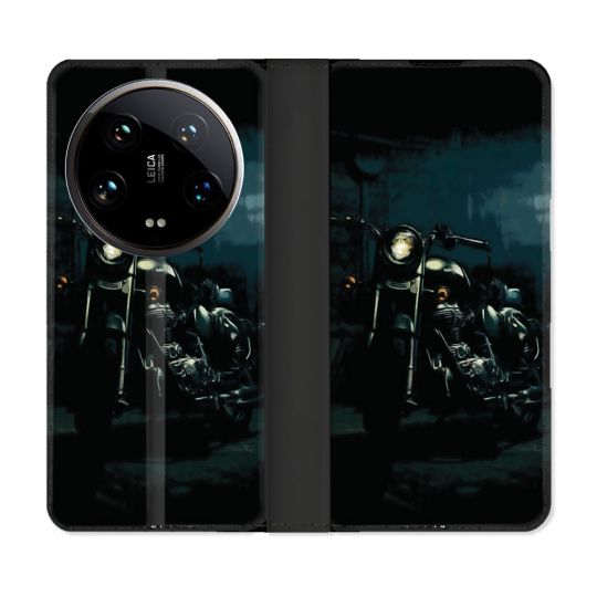 Housse cuir portefeuille Pour Xiaomi 14 Ultra Moto Harley Vintage
