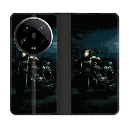 Housse cuir portefeuille Pour Xiaomi 14 Ultra Moto Harley Vintage