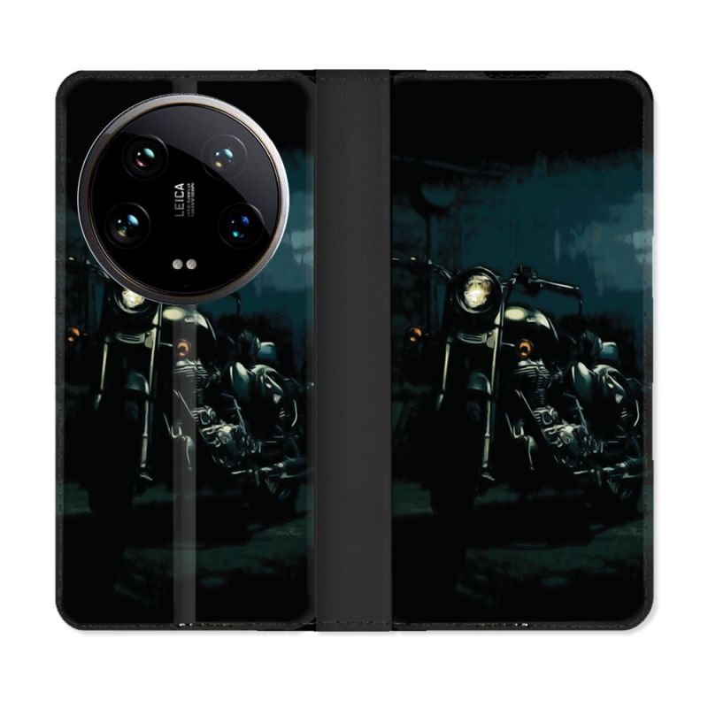 Housse cuir portefeuille Pour Xiaomi 14 Ultra Moto Harley Vintage