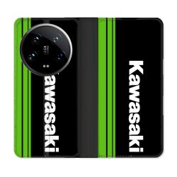 Housse cuir portefeuille Pour Xiaomi 14 Ultra Moto Kawasaki