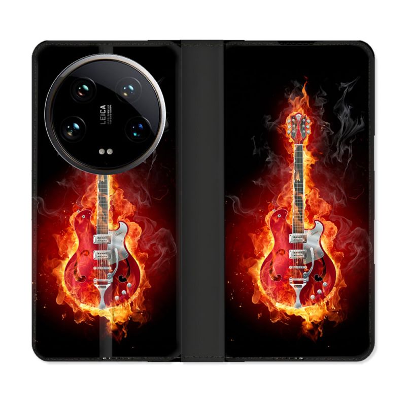 Housse cuir portefeuille Pour Xiaomi 14 Ultra Musique Guitare Electrique