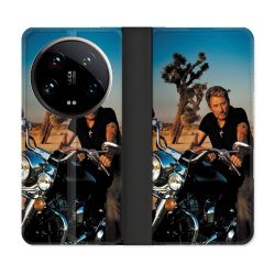 Housse cuir portefeuille Pour Xiaomi 14 Ultra Musique Johnny Hallyday Moto