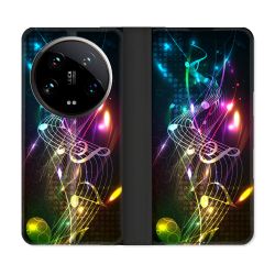 Housse cuir portefeuille Pour Xiaomi 14 Ultra Musique Partition Multicolore