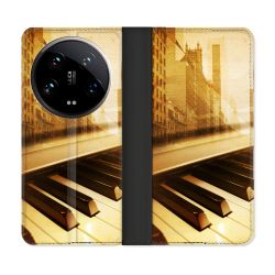 Housse cuir portefeuille Pour Xiaomi 14 Ultra Musique Piano Retro