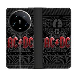 Housse cuir portefeuille Pour Xiaomi 14 Ultra Musique Rock ACDC Rouge