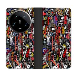 Housse cuir portefeuille Pour Xiaomi 14 Ultra Musique Rock Groupe