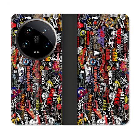Housse cuir portefeuille Pour Xiaomi 14 Ultra Musique Rock Groupe