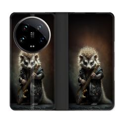 Housse cuir portefeuille Pour Xiaomi 14 Ultra Musique Rock Herisson