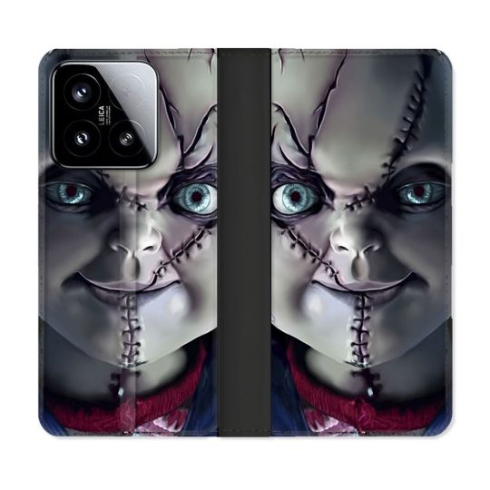 Housse cuir portefeuille Pour Xiaomi 15 Horreur Chucky Cicatrice