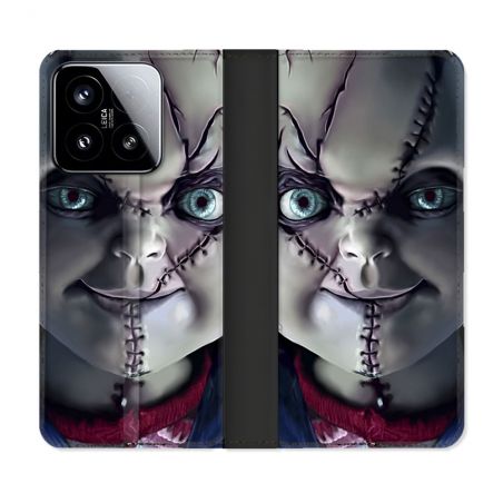 Housse cuir portefeuille Pour Xiaomi 15 Horreur Chucky Cicatrice