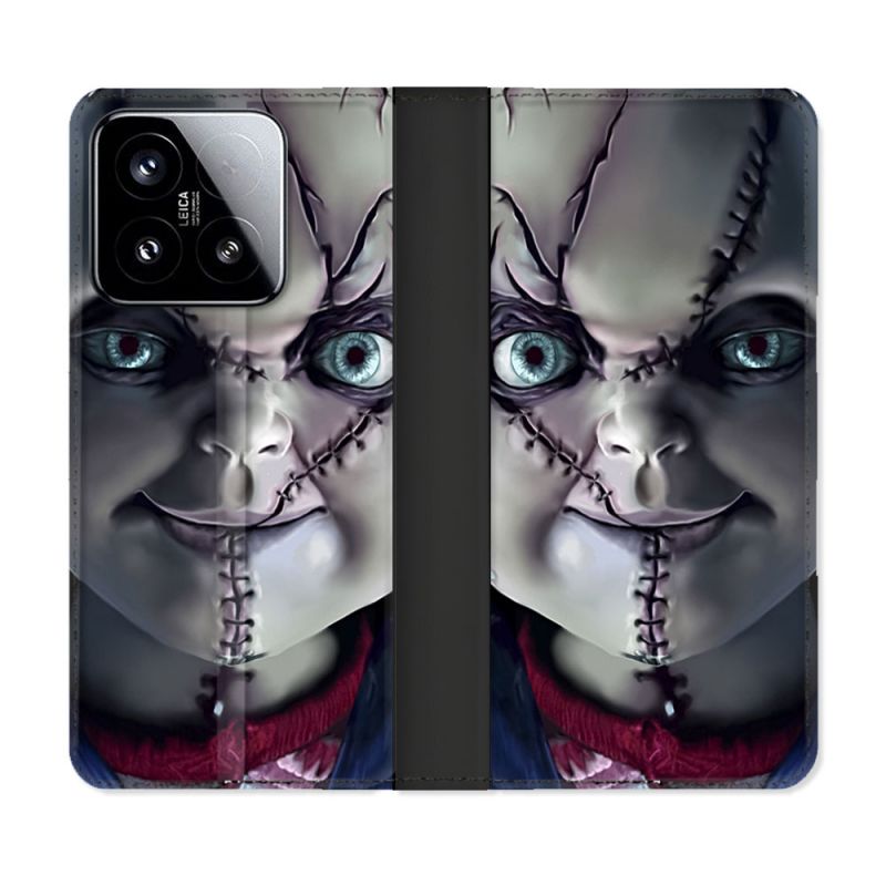 Housse cuir portefeuille Pour Xiaomi 15 Horreur Chucky Cicatrice