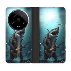 Housse cuir portefeuille Pour Xiaomi 14 Ultra Musique Rock Requin