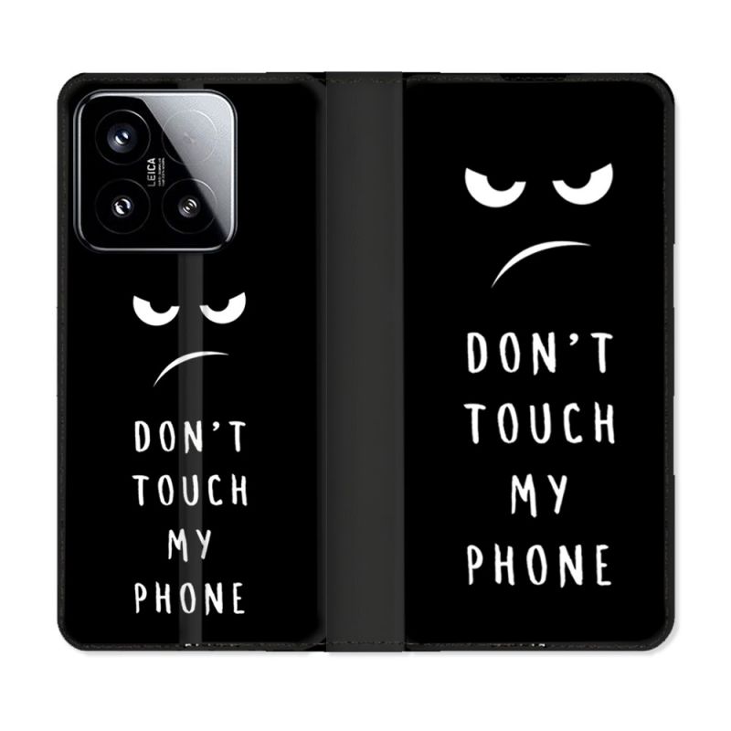 Housse cuir portefeuille Pour Xiaomi 15 Humour Don't Touch