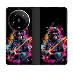 Housse cuir portefeuille Pour Xiaomi 14 Ultra Musique Rock Singe