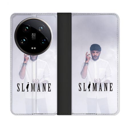 Housse cuir portefeuille Pour Xiaomi 14 Ultra Musique Slimane Blanc