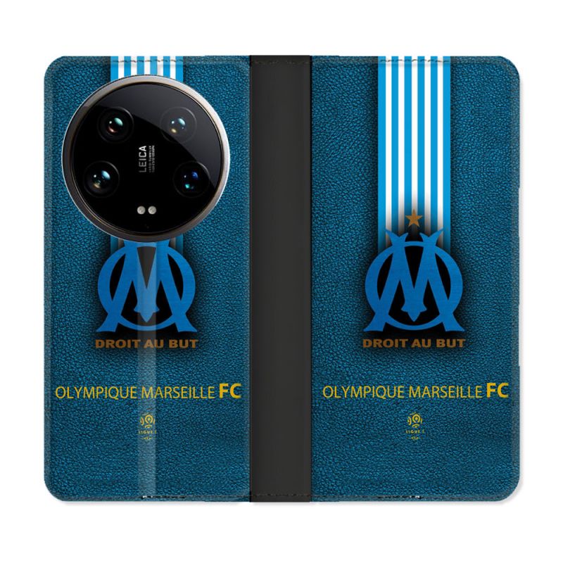 Housse cuir portefeuille Pour Xiaomi 14 Ultra Olympique Marseille OM Bande