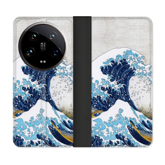 Housse cuir portefeuille Pour Xiaomi 14 Ultra Peinture La Grande Vague
