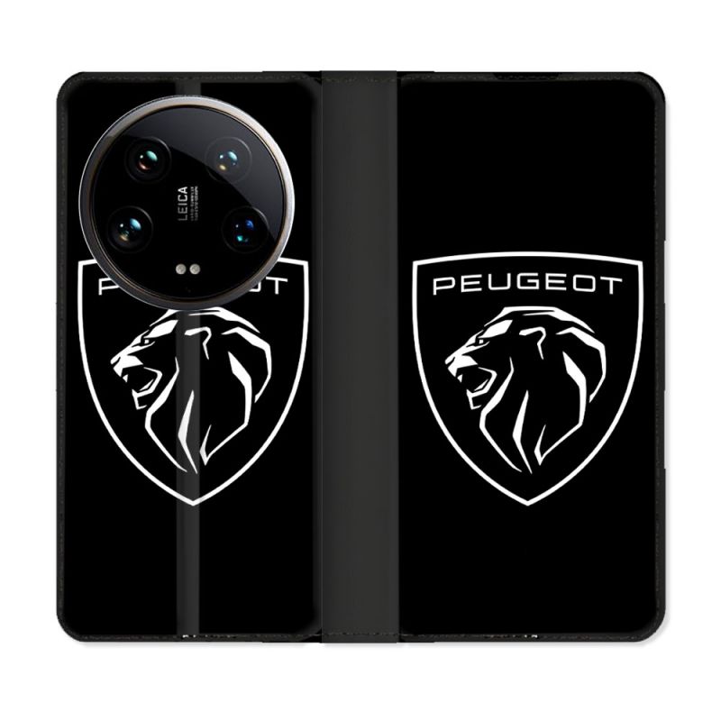 Housse cuir portefeuille Pour Xiaomi 14 Ultra Peugeot