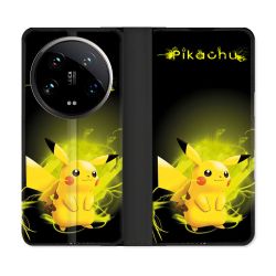 Housse cuir portefeuille Pour Xiaomi 14 Ultra Pokemon Pikachu Eclair