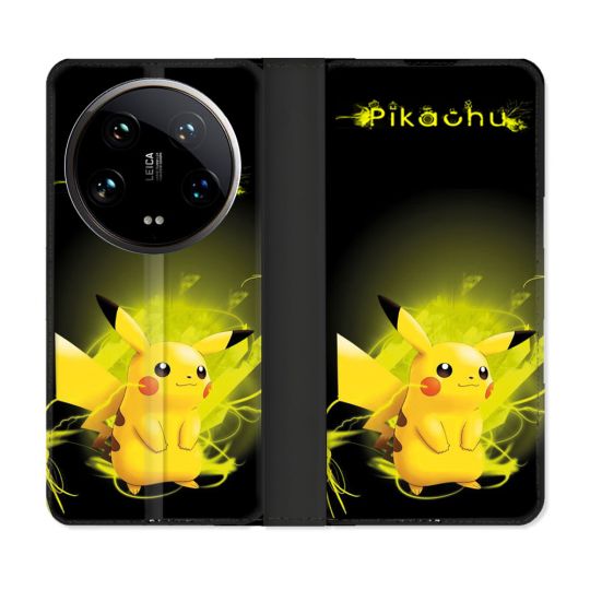 Housse cuir portefeuille Pour Xiaomi 14 Ultra Pokemon Pikachu Eclair