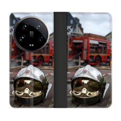 Housse cuir portefeuille Pour Xiaomi 14 Ultra Pompier Casque Camion