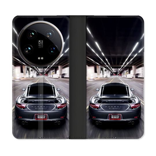 Housse cuir portefeuille Pour Xiaomi 14 Ultra Porsche 911