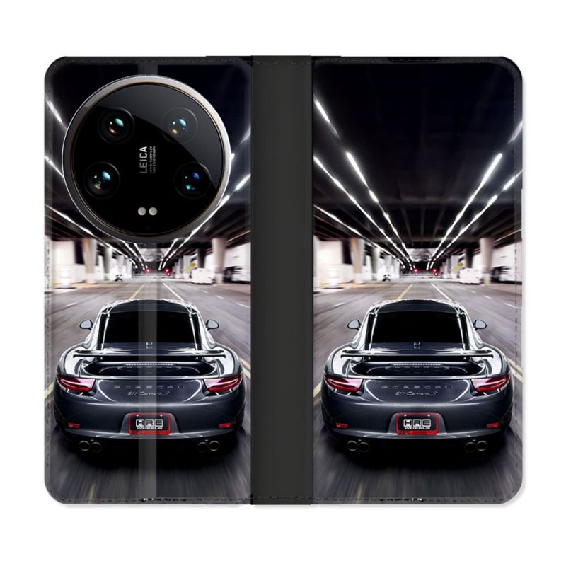 Housse cuir portefeuille Pour Xiaomi 14 Ultra Porsche 911