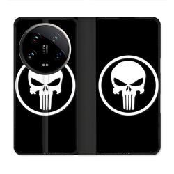Housse cuir portefeuille Pour Xiaomi 14 Ultra Punisher