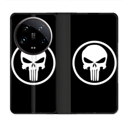 Housse cuir portefeuille Pour Xiaomi 14 Ultra Punisher