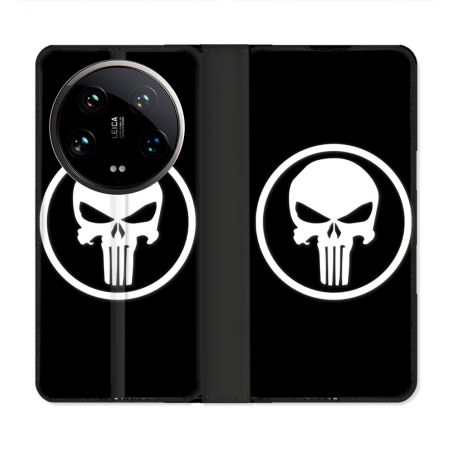 Housse cuir portefeuille Pour Xiaomi 14 Ultra Punisher
