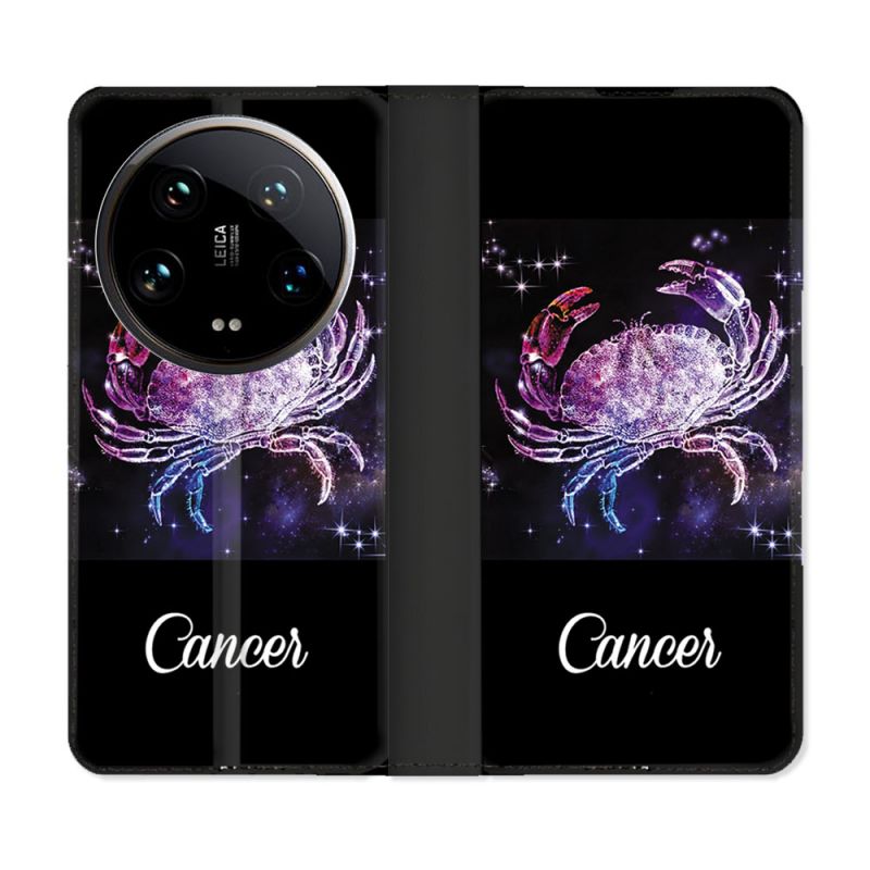 Housse cuir portefeuille Pour Xiaomi 14 Ultra Signe Zodiaque 2 Cancer