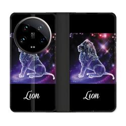 Housse cuir portefeuille Pour Xiaomi 14 Ultra Signe Zodiaque 2 Lion
