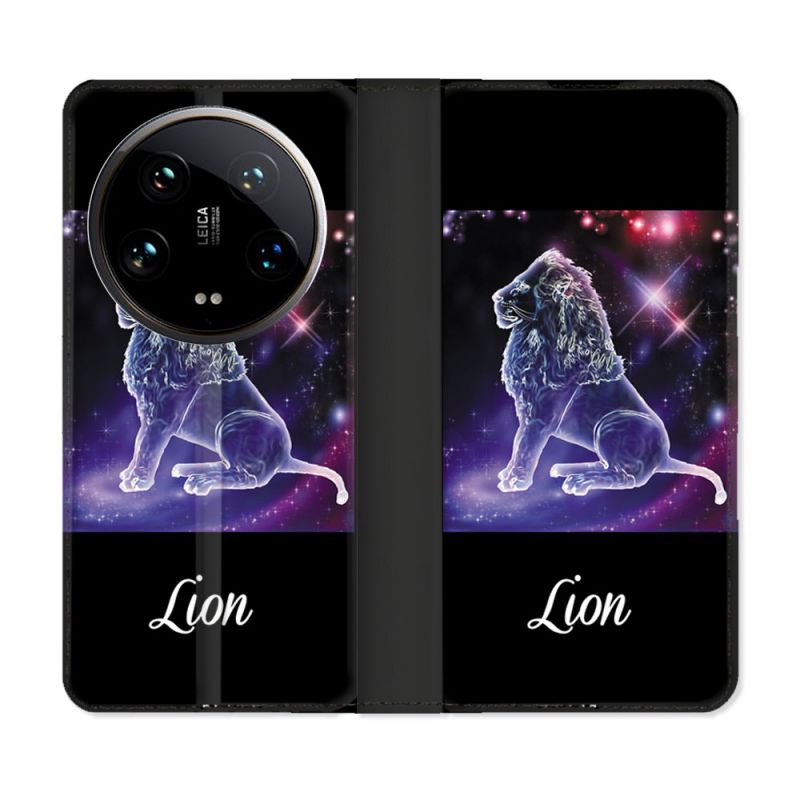Housse cuir portefeuille Pour Xiaomi 14 Ultra Signe Zodiaque 2 Lion