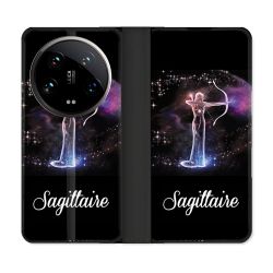 Housse cuir portefeuille Pour Xiaomi 14 Ultra Signe Zodiaque 2 Sagittaire