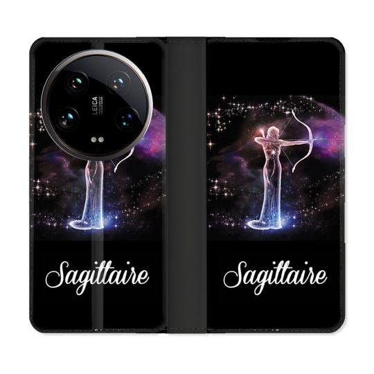 Housse cuir portefeuille Pour Xiaomi 14 Ultra Signe Zodiaque 2 Sagittaire
