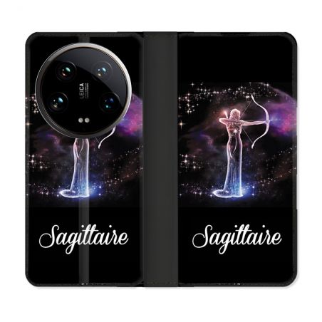 Housse cuir portefeuille Pour Xiaomi 14 Ultra Signe Zodiaque 2 Sagittaire