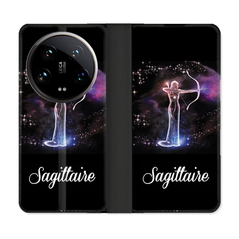 Housse cuir portefeuille Pour Xiaomi 14 Ultra Signe Zodiaque 2 Sagittaire