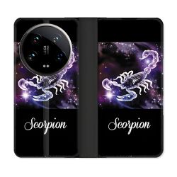 Housse cuir portefeuille Pour Xiaomi 14 Ultra Signe Zodiaque 2 Scorpion