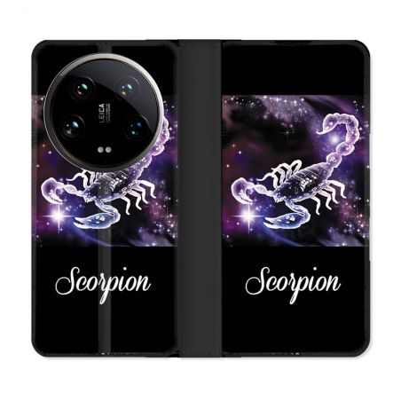 Housse cuir portefeuille Pour Xiaomi 14 Ultra Signe Zodiaque 2 Scorpion