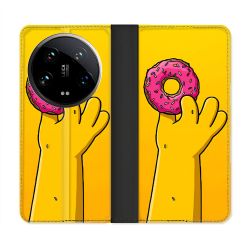 Housse cuir portefeuille Pour Xiaomi 14 Ultra Simpson Donuts